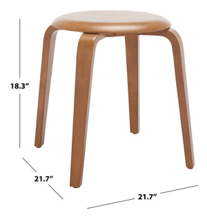 Safavieh Luella Stackable Stool - Contemporary Minimalist Design With Sculptural Bentwood Legs For Versatile Use Walnut STL1000B