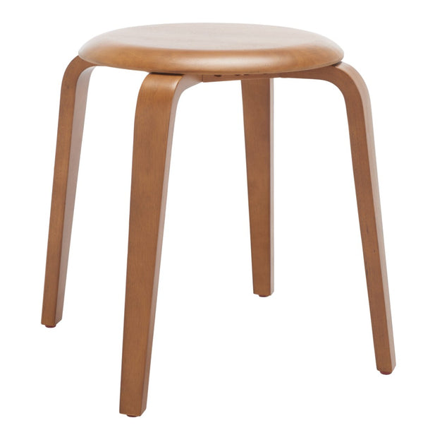 Safavieh Luella Stackable Stool - Contemporary Minimalist Design With Sculptural Bentwood Legs For Versatile Use Walnut STL1000B
