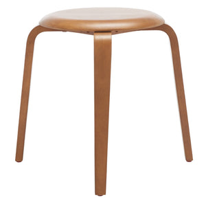 Safavieh Luella Stackable Stool - Contemporary Minimalist Design With Sculptural Bentwood Legs For Versatile Use Walnut STL1000B
