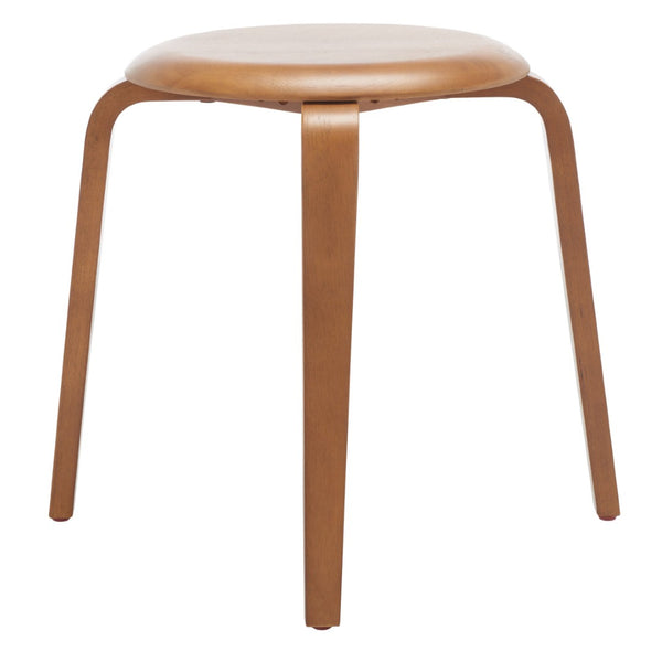 Safavieh Luella Stackable Stool - Contemporary Minimalist Design With Sculptural Bentwood Legs For Versatile Use Walnut STL1000B