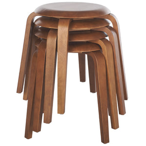 Safavieh Luella Stackable Stool - Contemporary Minimalist Design With Sculptural Bentwood Legs For Versatile Use Walnut STL1000B
