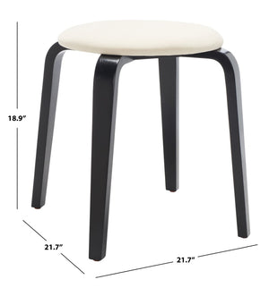 Safavieh Jo Upholstered Stackable Stool – Modern Lightweight Accent Seating With Stylish Bentwood Legs Black / Cream STL1001A