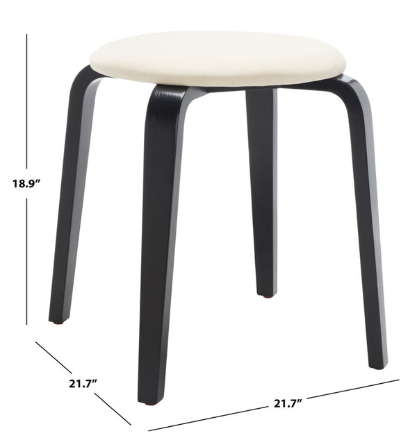 Safavieh Jo Upholstered Stackable Stool – Modern Lightweight Accent Seating With Stylish Bentwood Legs Black / Cream STL1001A
