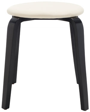 Safavieh Jo Upholstered Stackable Stool – Modern Lightweight Accent Seating With Stylish Bentwood Legs Black / Cream STL1001A