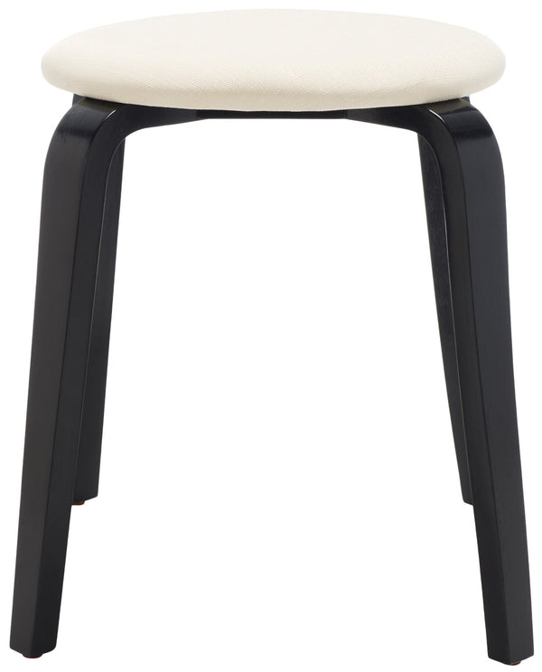 Safavieh Jo Upholstered Stackable Stool – Modern Lightweight Accent Seating With Stylish Bentwood Legs Black / Cream STL1001A