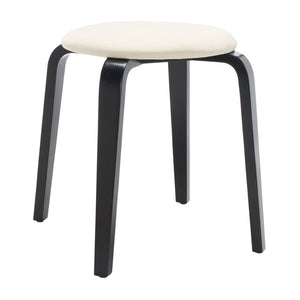 Safavieh Jo Upholstered Stackable Stool – Modern Lightweight Accent Seating With Stylish Bentwood Legs Black / Cream STL1001A