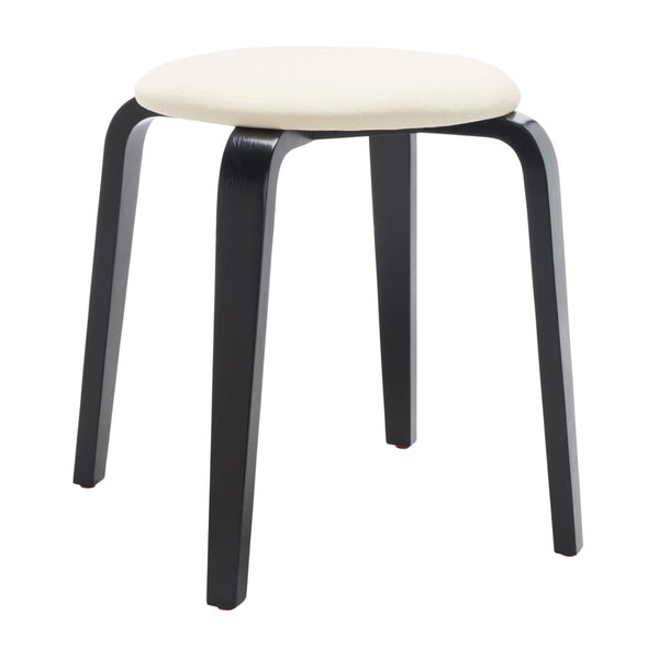 Safavieh Jo Upholstered Stackable Stool – Modern Lightweight Accent Seating With Stylish Bentwood Legs Black / Cream STL1001A