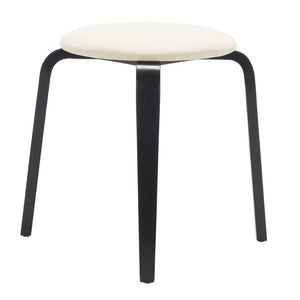 Safavieh Jo Upholstered Stackable Stool – Modern Lightweight Accent Seating With Stylish Bentwood Legs Black / Cream STL1001A