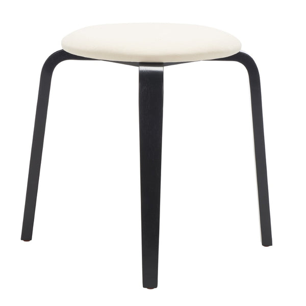 Safavieh Jo Upholstered Stackable Stool – Modern Lightweight Accent Seating With Stylish Bentwood Legs Black / Cream STL1001A