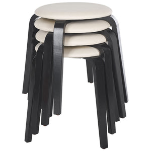 Safavieh Jo Upholstered Stackable Stool – Modern Lightweight Accent Seating With Stylish Bentwood Legs Black / Cream STL1001A