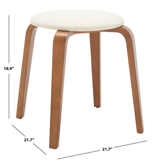 Safavieh Jo Upholstered Stackable Stool – Modern Lightweight Accent Seating With Stylish Bentwood Legs Walnut / Cream STL1001B