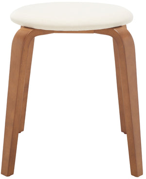 Safavieh Jo Upholstered Stackable Stool – Modern Lightweight Accent Seating With Stylish Bentwood Legs Walnut / Cream STL1001B