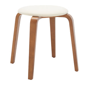 Safavieh Jo Upholstered Stackable Stool – Modern Lightweight Accent Seating With Stylish Bentwood Legs Walnut / Cream STL1001B