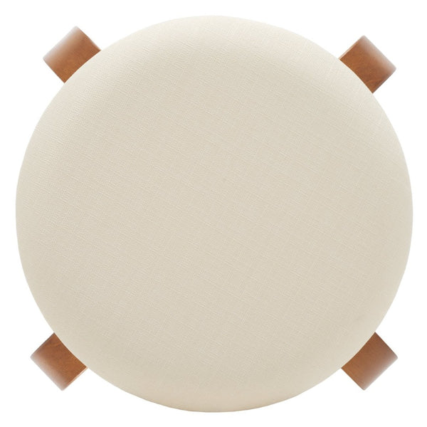 Safavieh Jo Upholstered Stackable Stool – Modern Lightweight Accent Seating With Stylish Bentwood Legs Walnut / Cream STL1001B
