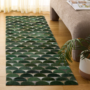 Safavieh Studio Hand-Woven Leather Area Rug In Green And Grey — Minimalist, Artisanal Texture For Modern Homes 3'-0" x 5'-0" STL102Y-3