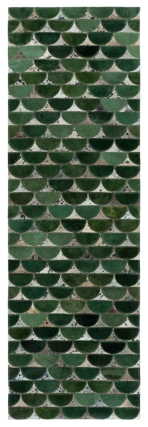 Safavieh Studio Handcrafted Leather Runner In Green & Grey — Low-Profile, Durable Artisan Weave For Entryways 2'-3" x 7'-0" STL102Y-27
