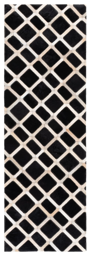 Safavieh Studio Leather Area Rug Hand-Woven In India, Genuine Black Ivory Leather Rug For Modern Spaces 3'-0" x 5'-0" STL103Z-3