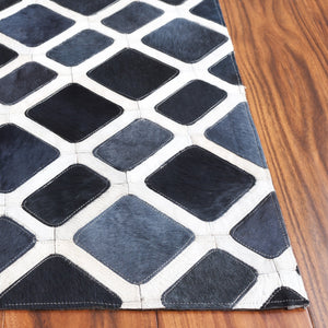 Safavieh Studio Hand-Woven Leather Runner In Black & Ivory — Low-Profile, Durable Contemporary Hallway Rug 2'-3" x 7'-0" STL103Z-27