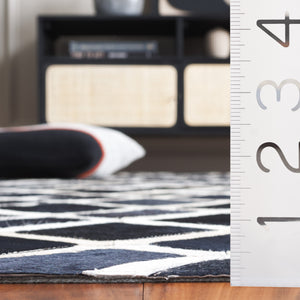 Safavieh Studio Hand-Woven Leather Runner In Black & Ivory — Low-Profile, Durable Contemporary Hallway Rug 2'-3" x 7'-0" STL103Z-27
