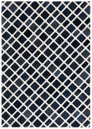 Safavieh Studio Hand-Woven Leather Runner In Black & Ivory — Low-Profile, Durable Contemporary Hallway Rug 2'-3" x 7'-0" STL103Z-27