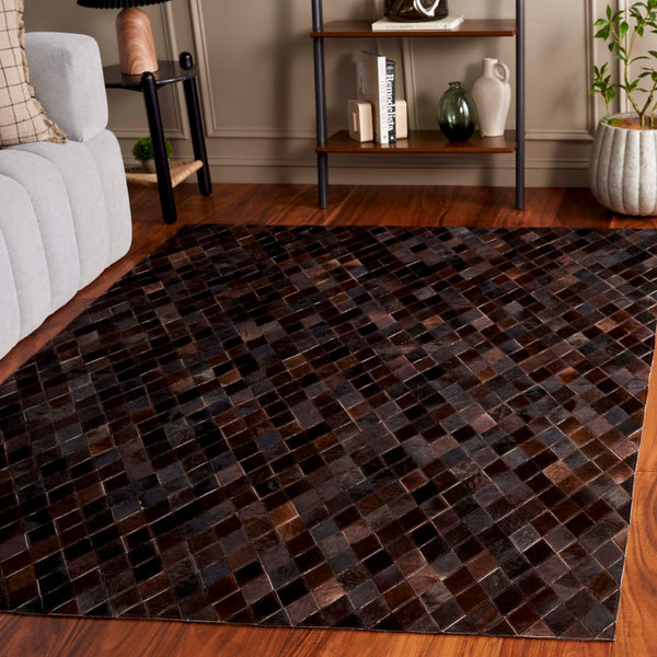 Safavieh Studio Leather 106y Brown Charcoal Brown ,Charcoal Leather Stl106y-8