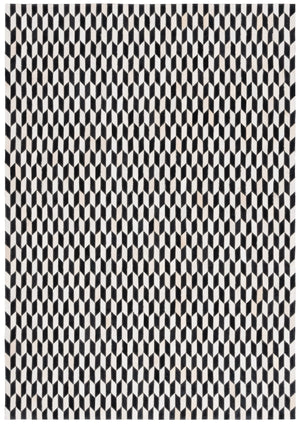 Safavieh Studio Hand-Woven Leather Area Rug 3X5 Ivory & Black Geometric Luxury, Durable Artisan Craftsmanship, Low-Profile STL108A-3