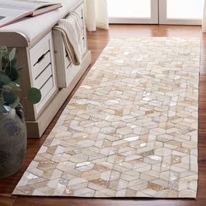Safavieh Studio Leather Rug Ivory Silver Handwoven In India — Slim 1/4" Profile, Durable Luxurious Texture 4'-0" x 6'-0" STL109A-4