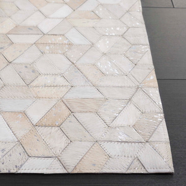 Safavieh Studio Leather Rug Ivory Silver Handwoven In India — Slim 1/4" Profile, Durable Luxurious Texture 4'-0" x 6'-0" STL109A-4