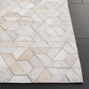 Safavieh Studio Handcrafted Ivory And Silver Leather Rug — Hand-Woven Indian Craftsmanship, Low-Profile Luxury 3'-0" x 5'-0" STL109A-3