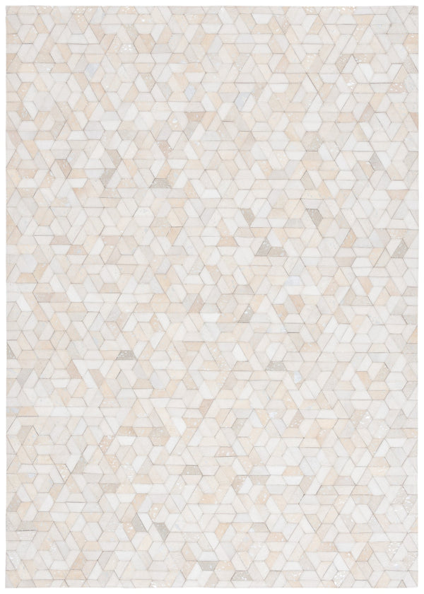 Safavieh Studio Handcrafted Ivory And Silver Leather Rug — Hand-Woven Indian Craftsmanship, Low-Profile Luxury 3'-0" x 5'-0" STL109A-3
