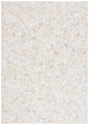 Safavieh Studio Leather Rug Ivory Silver Handwoven In India — Slim 1/4" Profile, Durable Luxurious Texture 4'-0" x 6'-0" STL109A-4