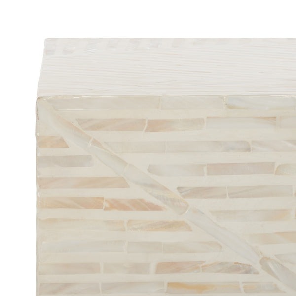 Safavieh Kiely Square Stool XII23 Champagne Faux Mother Of Pearl Wood STL1800A