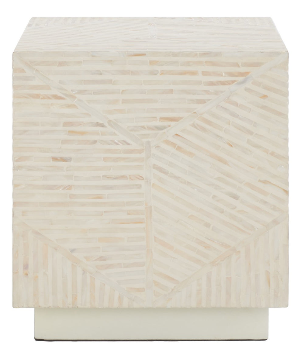 Safavieh Kiely Square Stool XII23 Champagne Faux Mother Of Pearl Wood STL1800A