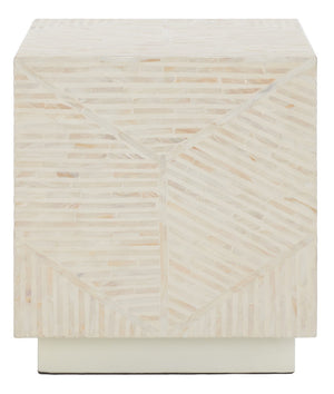 Safavieh Kiely Square Stool XII23 Champagne Faux Mother Of Pearl Wood STL1800A