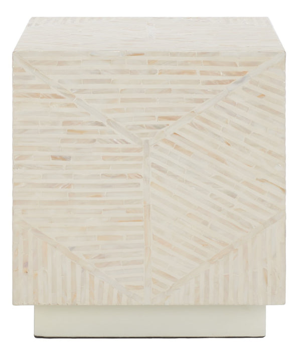 Safavieh Kiely Square Stool XII23 Champagne Faux Mother Of Pearl Wood STL1800A