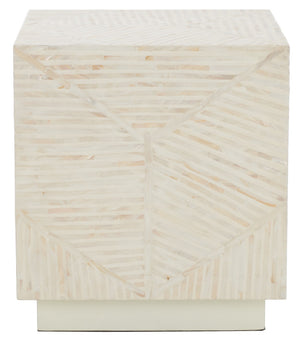 Safavieh Kiely Square Stool XII23 Champagne Faux Mother Of Pearl Wood STL1800A