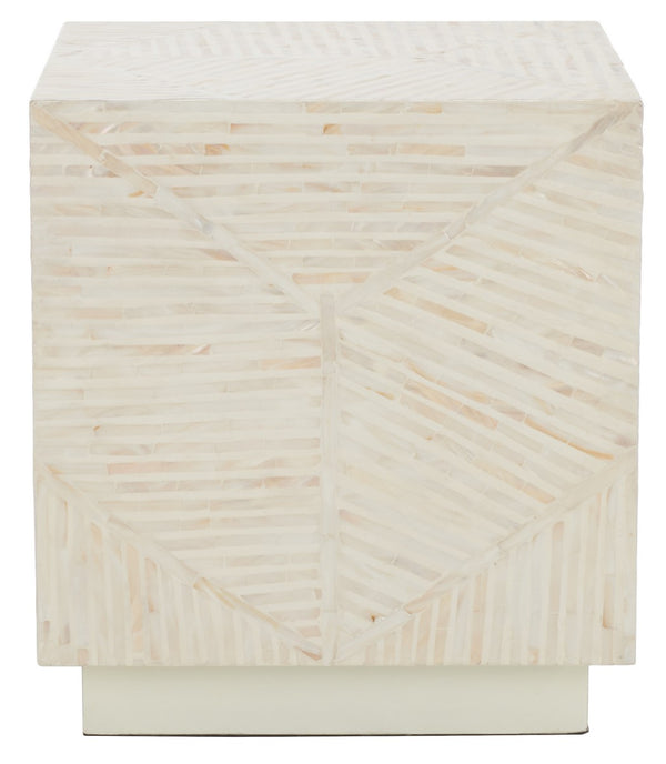 Safavieh Kiely Square Stool XII23 Champagne Faux Mother Of Pearl Wood STL1800A