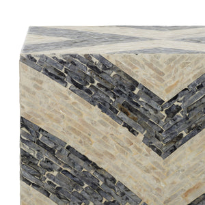 Safavieh Blythe Square Stool XII23 White / Dark Grey Wood STL1801A