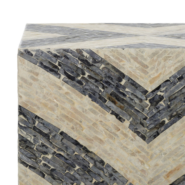 Safavieh Blythe Square Stool XII23 White / Dark Grey Wood STL1801A