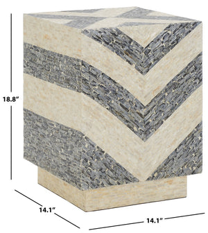 Safavieh Blythe Square Stool XII23 White / Dark Grey Wood STL1801A