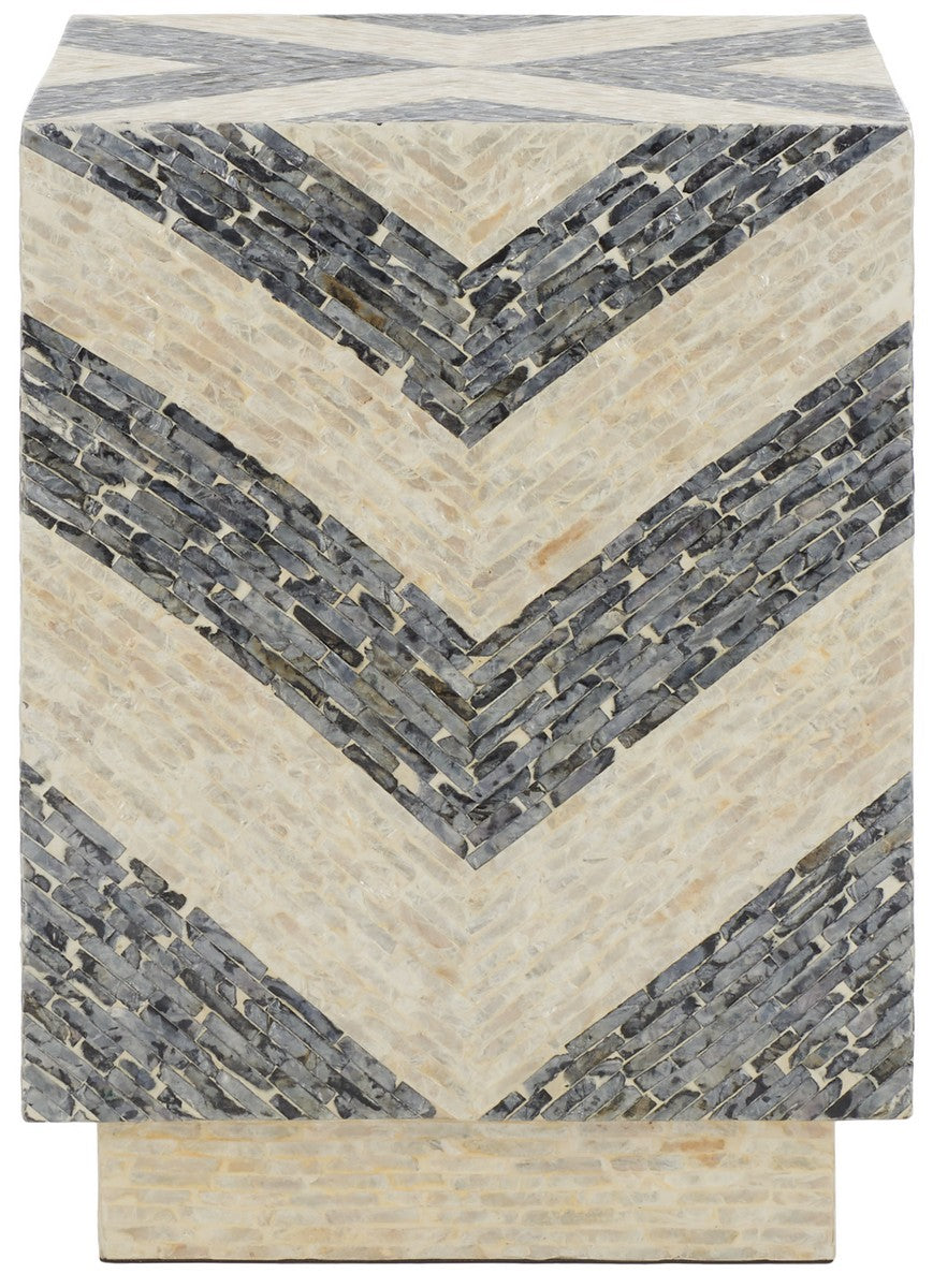 Safavieh Blythe Square Stool XII23 White / Dark Grey Wood STL1801A