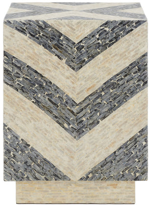 Safavieh Blythe Square Stool XII23 White / Dark Grey Wood STL1801A