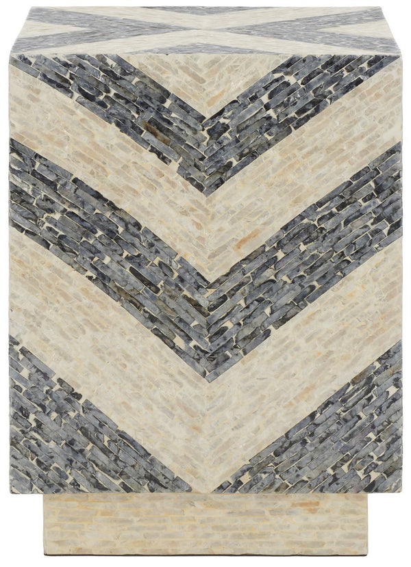 Safavieh Blythe Square Stool XII23 White / Dark Grey Wood STL1801A