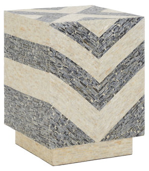 Safavieh Blythe Square Stool XII23 White / Dark Grey Wood STL1801A