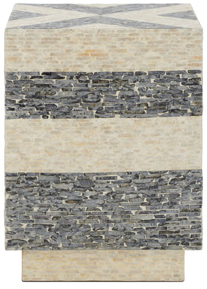 Safavieh Blythe Square Stool XII23 White / Dark Grey Wood STL1801A