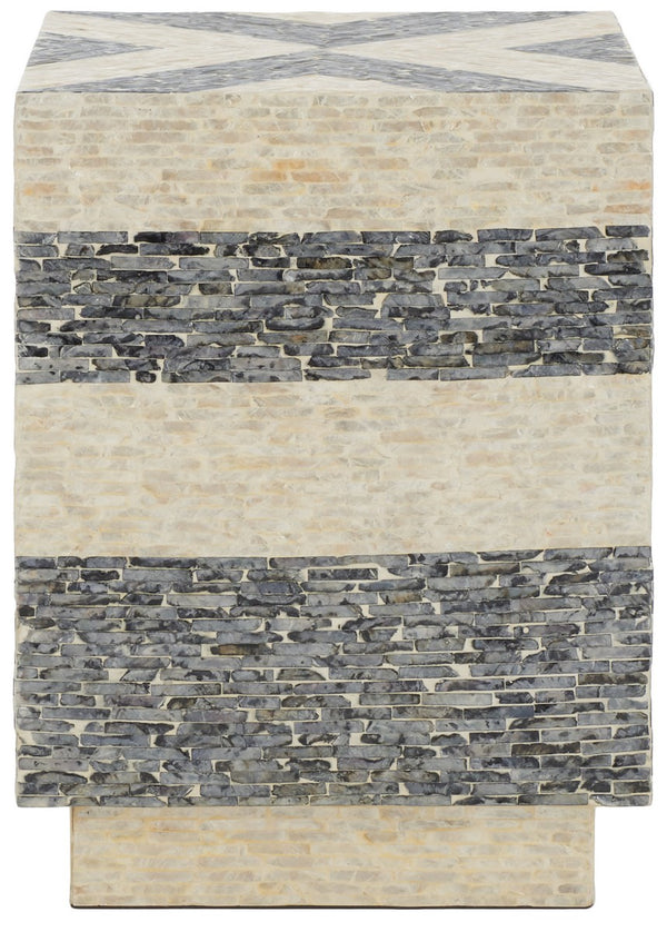 Safavieh Blythe Square Stool XII23 White / Dark Grey Wood STL1801A