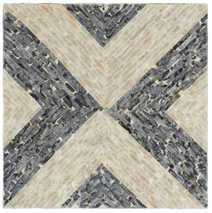 Safavieh Blythe Square Stool XII23 White / Dark Grey Wood STL1801A