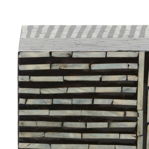 Safavieh Hamza Square Stool XII23 Multi Black Faux Mother Of Pearl Wood STL1802A