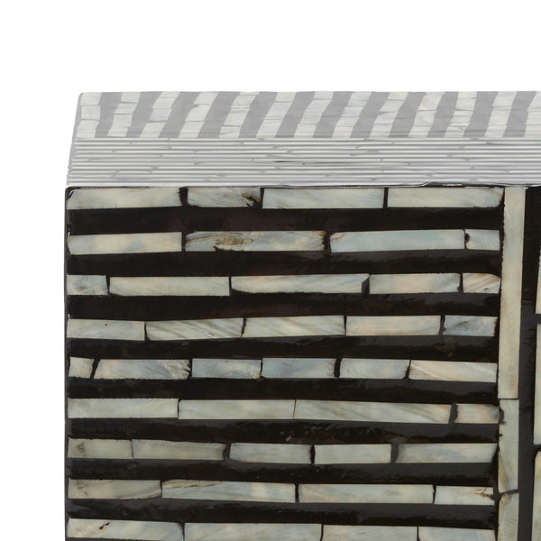 Safavieh Hamza Square Stool XII23 Multi Black Faux Mother Of Pearl Wood STL1802A