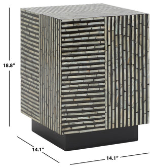 Safavieh Hamza Square Stool XII23 Multi Black Faux Mother Of Pearl Wood STL1802A